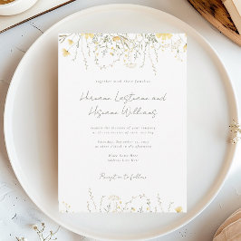 Minimalistische, moderne, gelbe Wildblume Hochzeit Einladung