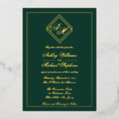 Minimalistische moderne geometrische Monogramm-Hoc Folieneinladung (Vorderseite)