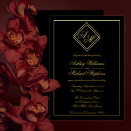 Minimalistische moderne geometrische Monogramm-Hoc Folieneinladung