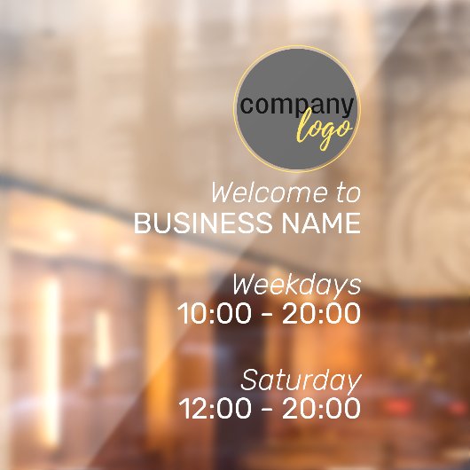 MINIMALISTISCHE MODERNE GESCHÄFTSLOGO-STUNDEN WEIS FENSTERAUFKLEBER (Blatt 2)