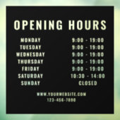 Minimalistische, moderne Geschäftszeiten Schwarz Fensteraufkleber (Blatt 3)