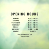 Minimalistische, moderne Geschäftszeiten Schwarz Fensteraufkleber (Blatt 3)