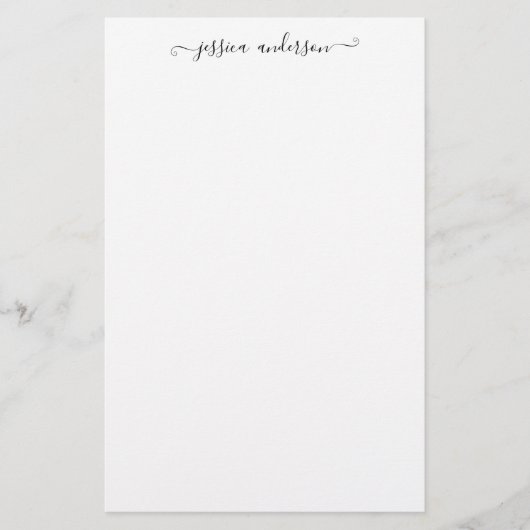 Minimalistische moderne Girly Black Script-Kalligr Briefpapier (Vorderseite)