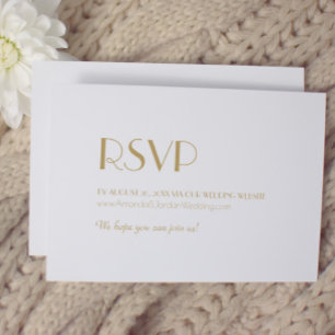 Minimalistische moderne Gold Art Deco Hochzeitsweb RSVP Karte