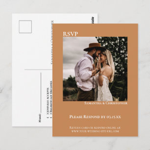 Minimalistische moderne goldbraune Hochzeits-RSVP- Postkarte