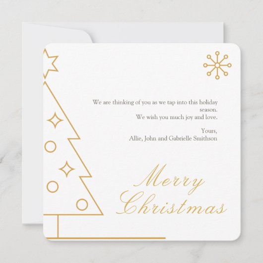 Minimalistische, moderne goldene Weihnachtskarte i (Vorderseite)