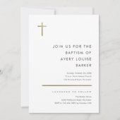 Minimalistische moderne Goldkreuztaufe Einladung (Vorderseite)