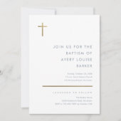 Minimalistische moderne Goldkreuztaufe Einladung (Vorderseite)