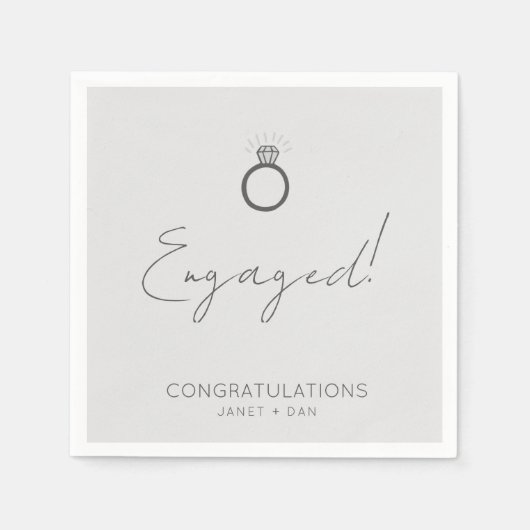 Minimalistische, moderne, graue Engagement-Partei Serviette (Vorderseite)