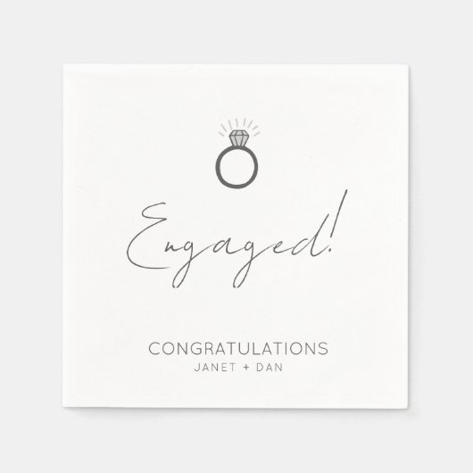 Minimalistische, moderne, graue Engagement-Partei Serviette (Vorderseite)