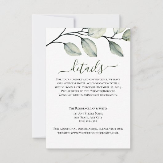 Minimalistische, moderne Grün- und Weiß-Hochzeitsd (Vorderseite)