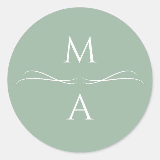 Minimalistische, moderne Grüne Bildinitialen Runder Aufkleber (Vorderseite)