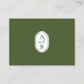 Minimalistische moderne Grüne + Weiße Hochzeitsemp Begleitkarte (Rückseite)