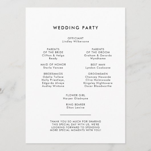 Minimalistische moderne handgeschriebene Kalligrap Programm (Rückseite)