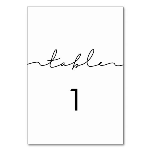 Minimalistische moderne handgeschriebene Kalligrap Tischnummer (Vorderseite)