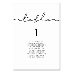 Minimalistische, moderne, handgeschriebene Sitzkar Tischnummer