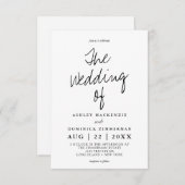 Minimalistische moderne Handschrift Einfache Hochz Einladung (Vorne/Hinten)