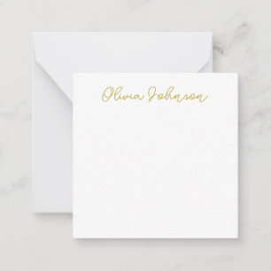 Minimalistische moderne Handschrift Gold White Not Mitteilungskarte