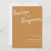 Minimalistische moderne Handschrift Mustard Boho W Einladung (Vorderseite)