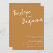 Minimalistische moderne Handschrift Mustard Boho W Einladung (Vorne/Hinten)