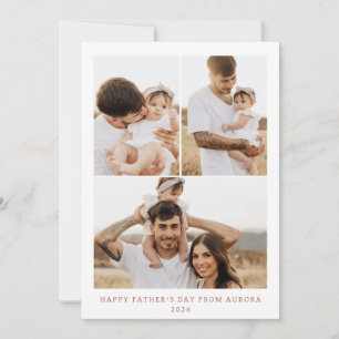 Minimalistische moderne Happy Fathers Day 3 Foto Feiertagskarte