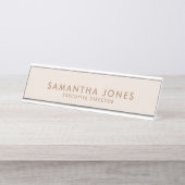 Minimalistische, moderne, helle Pfirsichpfirsichpf Schreibtischnamensplakette (Vorderseite )