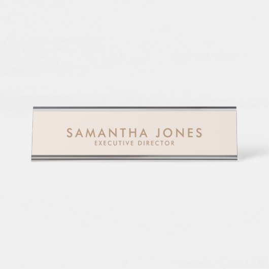 Minimalistische, moderne, helle Pfirsichpfirsichpf Schreibtischnamensplakette (Vorderseite )