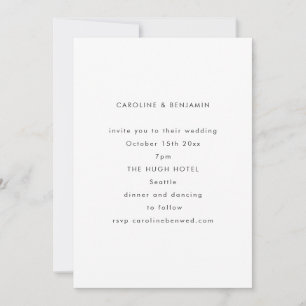 Minimalistische moderne Herbst-Hochzeit in Schwarz Einladung