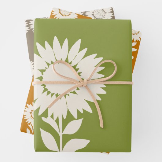 Minimalistische moderne Herbstfarben Sonnenblumen Geschenkpapier Set (Beispiel)