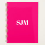 Minimalistische, moderne, hochrosa Monogramm-Initi Planer<br><div class="desc">Minimalistisch modernes,  rosa und weiß individuelles Jahr,  Monogramm,  Initialen oder Name elegante personalisierte Agenda Planer. Benutzerdefinierter weißer Text auf schlichtem,  rosafarbenem Hintergrund.</div>
