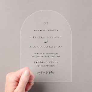 Minimalistische Moderne Hochzeit Acryleinladungen