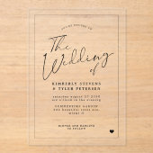 Minimalistische, moderne Hochzeit Acryleinladungen (Vorderseite)