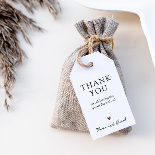 Minimalistische moderne Hochzeit Danke Favor Tag Geschenkanhänger