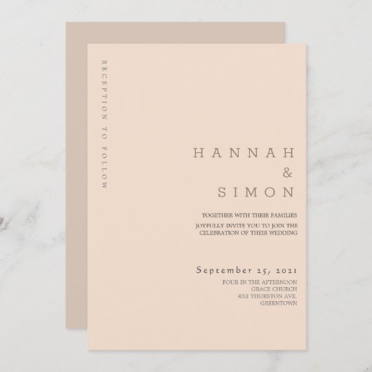 Minimalistische moderne Hochzeit im Herbst Einladu (Vorne/Hinten)