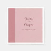 Minimalistische moderne Hochzeit in Rosa Serviette (Vorderseite)