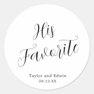 Minimalistische moderne Hochzeit in Schwarz und We Runder Aufkleber