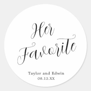 Minimalistische moderne Hochzeit in Schwarz und We Runder Aufkleber