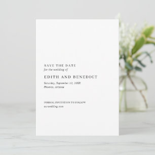 Minimalistische moderne Hochzeit in Schwarz-Weiß Save The Date