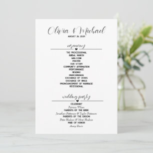 Minimalistische moderne Hochzeit Programm