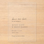 Minimalistische moderne Hochzeit rettet das Datum Acryleinladungen (Vorderseite)