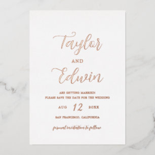 Minimalistische moderne Hochzeit - Save the Date Folieneinladung