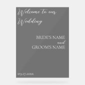 Minimalistische moderne Hochzeit Willkommen Mattie Acrylschild (Vorderseite)