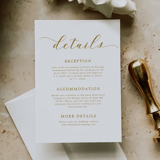 Minimalistische moderne Hochzeitdetails Begleitkarte
