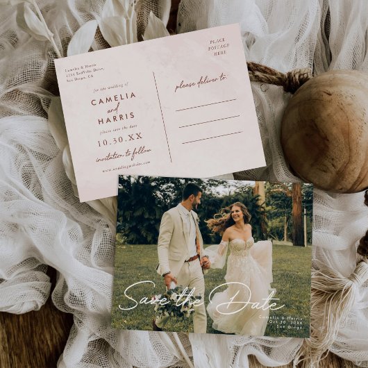 Minimalistische moderne Hochzeiten retten das Datu Einladungspostkarte