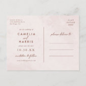 Minimalistische moderne Hochzeiten retten das Datu Einladungspostkarte (Rückseite)