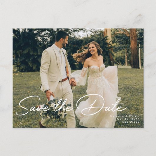 Minimalistische moderne Hochzeiten retten das Datu Einladungspostkarte (Vorderseite)