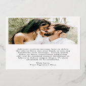 Minimalistische moderne Hochzeiten retten das Datu Folieneinladung (Rückseite)