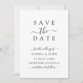Minimalistische moderne Hochzeiten retten das Datu Save The Date (Vorderseite)