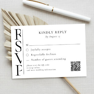Minimalistische moderne Hochzeits-RSVP in Schwarz- RSVP Karte