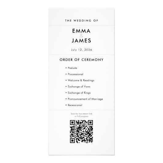 Minimalistische moderne Hochzeitskarte | QR-Code Werbekarte (Vorne)